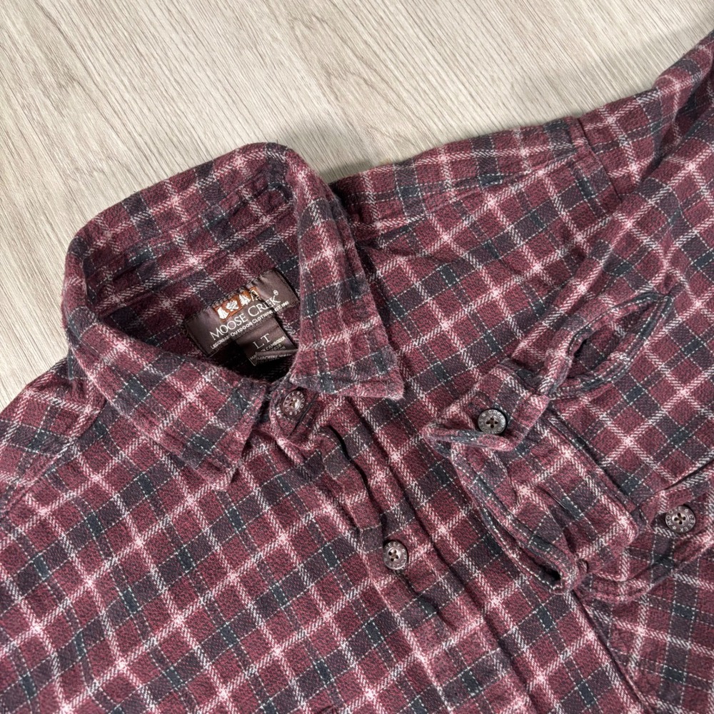 Moose‎ Creek Men's Heavy Flannel Cotton Plaid Burgundy LT Workwear